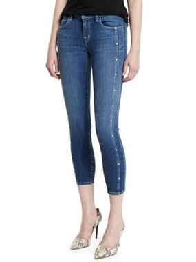 J Brand Women's Alba Mid-Rise Skinny Cropped Felicity Jeans With RIVETS Size 25